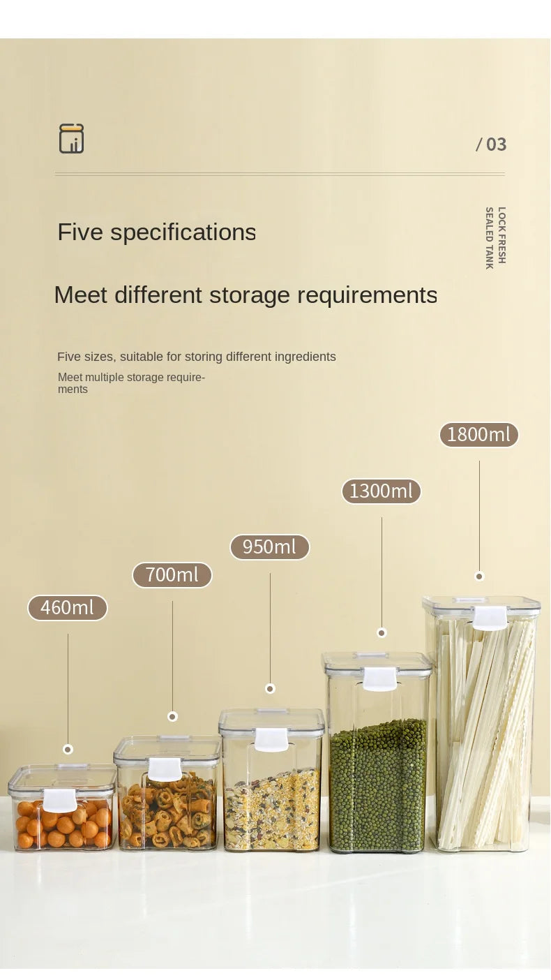 1-5PCS Sealed Jars Large Capacity Waterproof Transparent Scene Kitchen Candy Dried Grain Storage With Lid Fridge Storage Tank