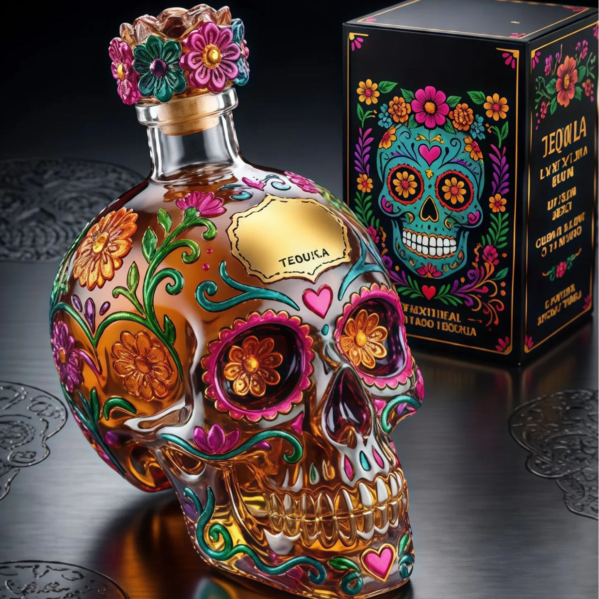 Creative Skull Awakening Device Tequila Bottle, Folk Art Glass Whiskey Awakening Device, Used for Bar and Home Decoration