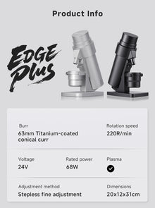 STARSEEKER EDGE PLUS Electric Coffee Grinder 63MM Titanium Burr Stepless Fineness Adjustment Removable Magnetic Suction Port