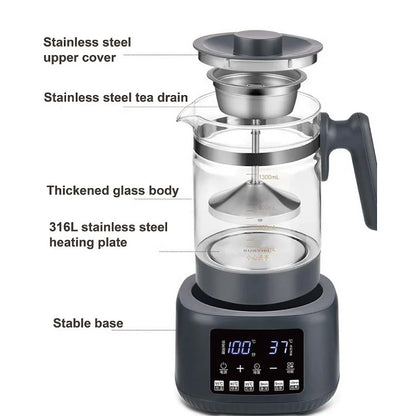 1.3L Electric Kettle With Filter Smart Health Pot Office Temperature Control Glass Flower Teapot Home Tea Maker Auto Thermos