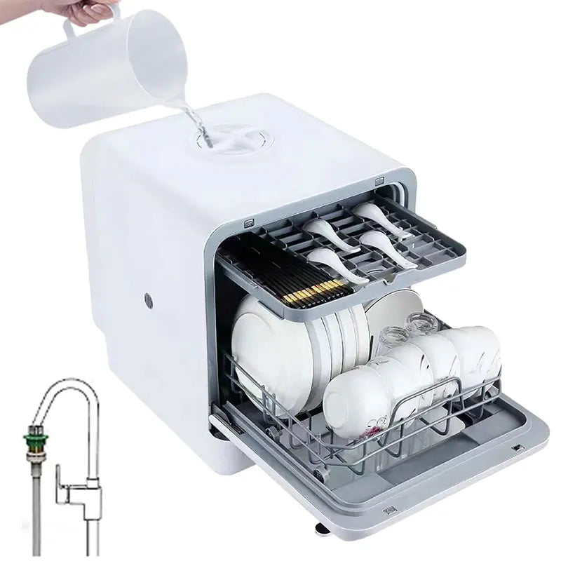 Table Top Dishwasher Home Mini Countertop Dishwasher 5 Sets Water tank Portable RV Fully Automatic Dishwasher Factory