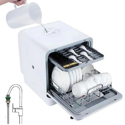 Table Top Dishwasher Home Mini Countertop Dishwasher 5 Sets Water tank Portable RV Fully Automatic Dishwasher Factory