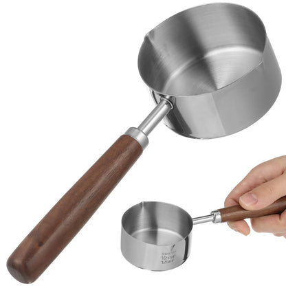 Small Sauce Pan Stainless Steel Oil Boil Container with Handle Ergonomic Pour Spout Cooking Pot Kitchen Saucepan Reusable