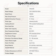 ITOP CMLC05 Coffee Machine 58mm Brew Head 1850W NTC Temp Control 9‑12Bar Optimal Pressure 4 Customizable Parameters 2L Tank