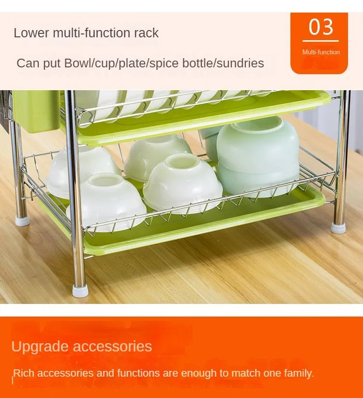Dish Drying Rack Kitchen Adjustable Stainless Steel 2 Tier Plates Organizer Dish Bowl Drainer Storage Rack Kitchen Utensils