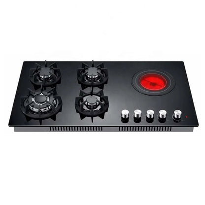 Hot Sale Electric & Induction Gas Cooker with Electronic Ignition Built-in Ceramic Burner 5 Burners