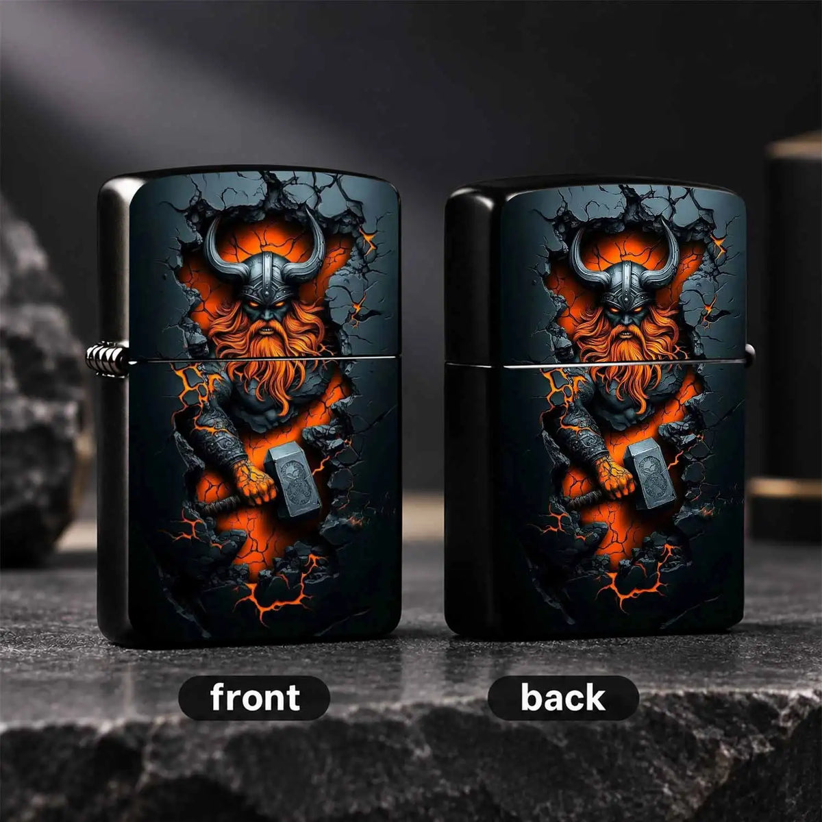 Creative Wall-Breaking Viking Themed Lighter, Cool Orange Glowing Crack Texture, Exquisite Mjolnir Design, Stylish Portable Accessory, Perfect For Daily Use, Outdoor Camping, Gatherings, Gifting, Unique High-Quality Present F