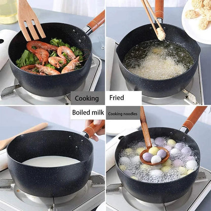 Cast Iron Hot Oil Pot Non-Stick Sauce Pan Soup Pot with Pour Spout Milk Saucepan Cooking Boiling Butter Warmer Heat Kitchen Pan