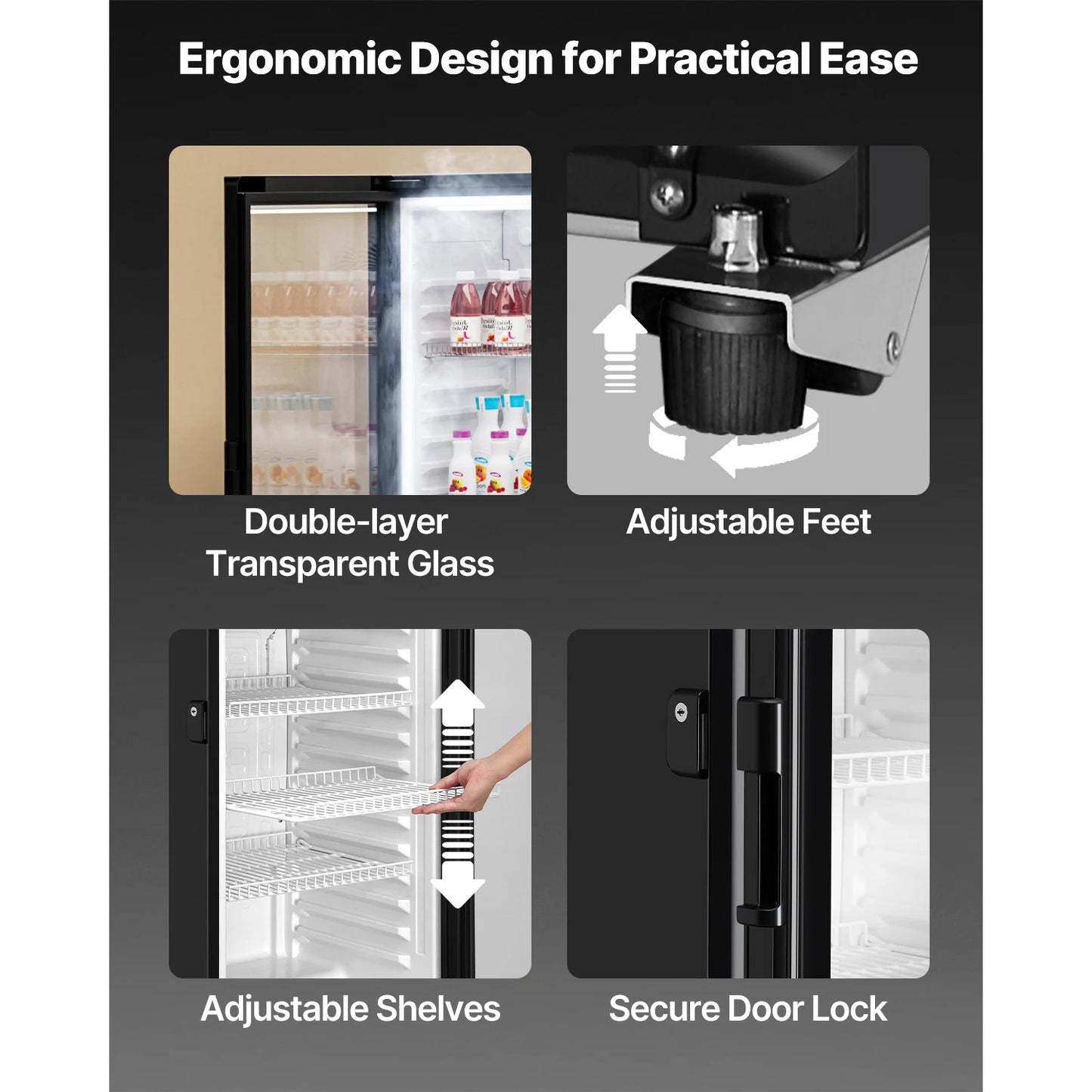SucceBuy Commercial Merchandiser Refrigerator Glass Door Display Refrigerator Beverage Refrigerator Cooler Merchandiser