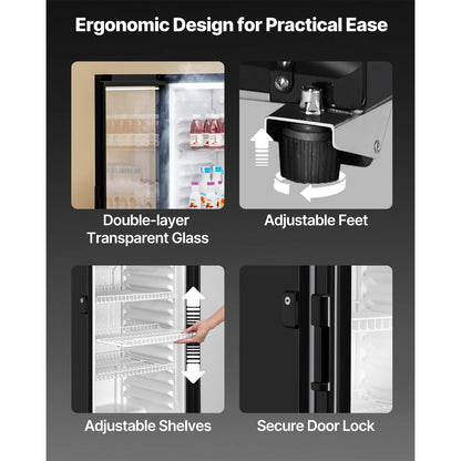 SucceBuy Commercial Merchandiser Refrigerator Glass Door Display Refrigerator Beverage Refrigerator Cooler Merchandiser