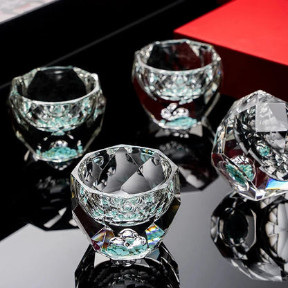 50ml Luxury Crystal Glass Vodka Shot Glass Sake Teacup Glass Bar Liqueur Double Bottom Gold Foil Glass Tea Cup