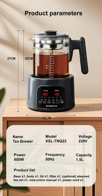 220V Health Kettle Temperature Control Pu'er Steam Teapot Baby 72h Constant Temperature Glass Milk Pot 1.5L Electric Kettle