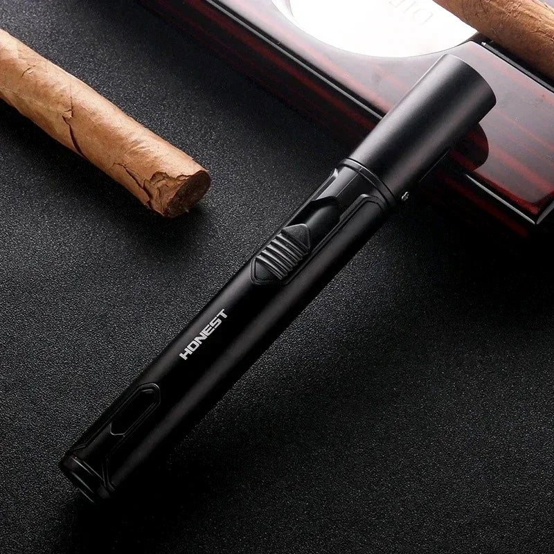 HONEST Metal Windproof Inflatable Lighter Pen Torch Jet Flame Butane Lighter Kitchen Barbecue Candle Camping Men's Small Tool