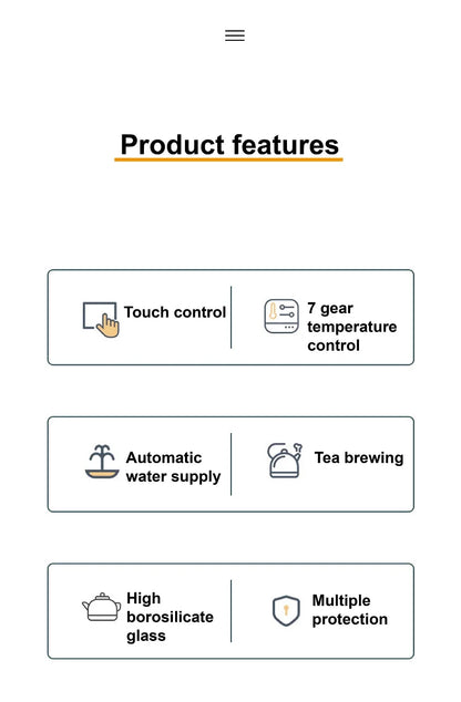 1350W Electric Kettle Fully Auto Bottom Pumping Quick Boiling Kettle Tea Maker Office Glass Temperature Control Teapot 1000ml