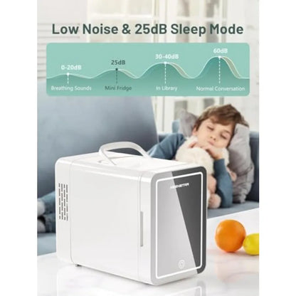 Skincare Mini Fridge 6L/8 Can with LED Mirror, Portable Cooler and Warmer Mini Fridge for Home/Car, Portable Thermoelectric Ref