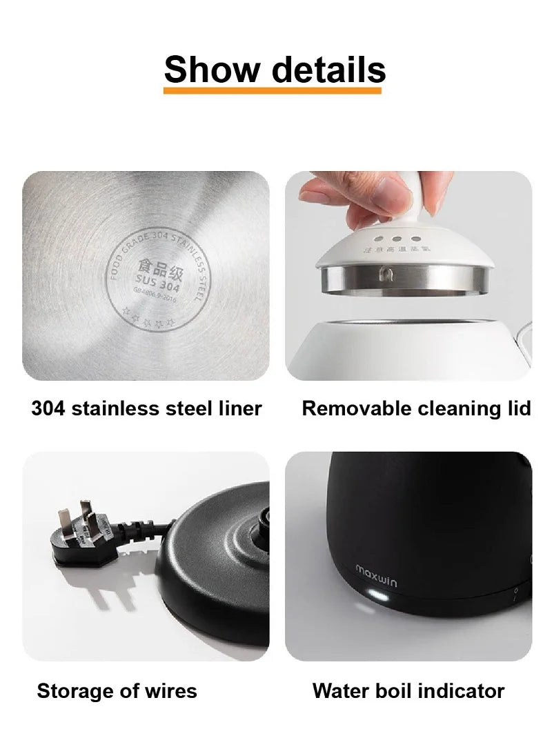 220V Electric Kettle Mini Gooseneck Kettle Pour-over Coffee Kettle 304 Stainless Steel Kettle Teapot Automatic Power Off 600ml