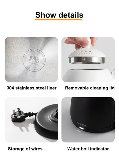 220V Electric Kettle Mini Gooseneck Kettle Pour-over Coffee Kettle 304 Stainless Steel Kettle Teapot Automatic Power Off 600ml