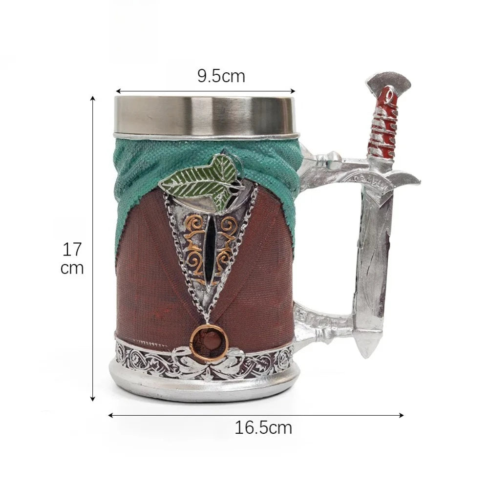 Retro Coffee Cup Lord Rings Sword Mug Rare Large Capacity Stainless Steel Thermal Cups Creative Beer Mug Bar Tea Tools Medieval