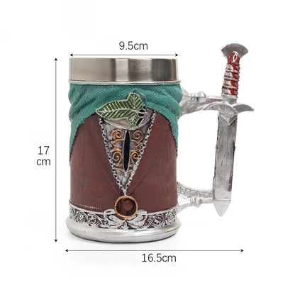 Retro Coffee Cup Lord Rings Sword Mug Rare Large Capacity Stainless Steel Thermal Cups Creative Beer Mug Bar Tea Tools Medieval