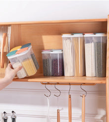 Kitchen Cereals Storage Box Plastic 4 grids Cereals Sealed Jar Food Container Moisture-proof Grain Tank Spaghetti Keep Fresh Box