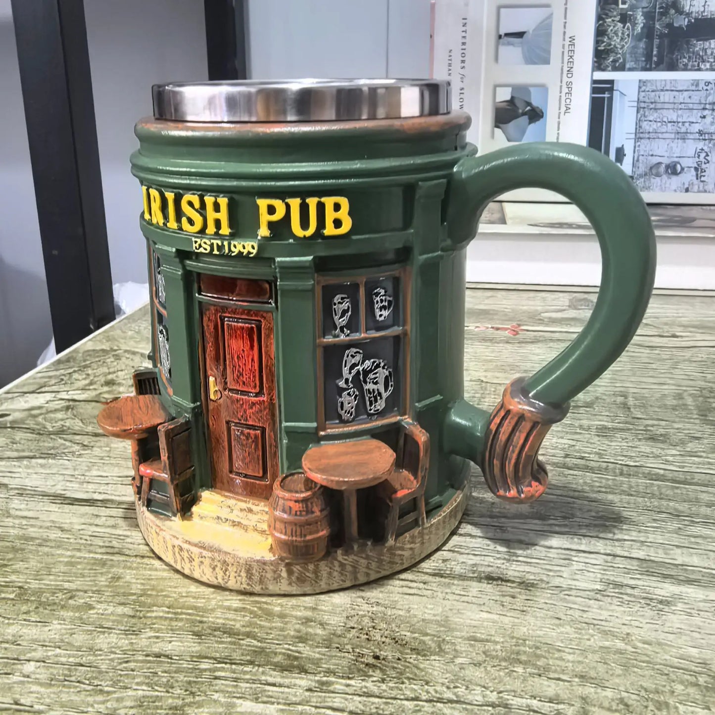Novelty Irish Pub Design Coffee Mug Vintage Bar Style Cup for Daily & Gift Use
