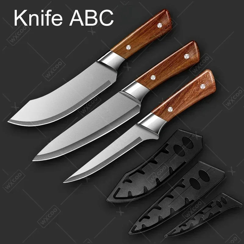 WXCOO Kitchen Knife Japanese Meat Cutting Knife Cleaver Butcher Knife Pork Boning Knife Shaving Knives with Cover