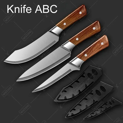 WXCOO Kitchen Knife Japanese Meat Cutting Knife Cleaver Butcher Knife Pork Boning Knife Shaving Knives with Cover