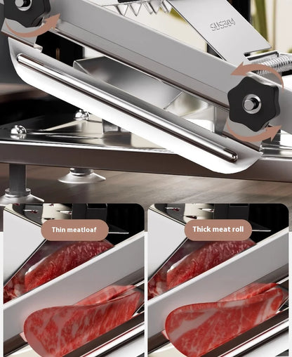 GIANXI Mutton Roll Slicer Machine Stainless Steel Meat Slicer Beef Thin Slice Frozen Meat Household Barbecue Hot Pot Cooking