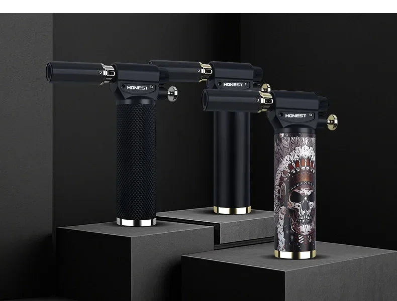 HONEST Cigar Welding Gun Lighter Metal Windproof Multi Functional Outdoor Barbecue Kitchen Turbine Torch Butane Gas Lighter