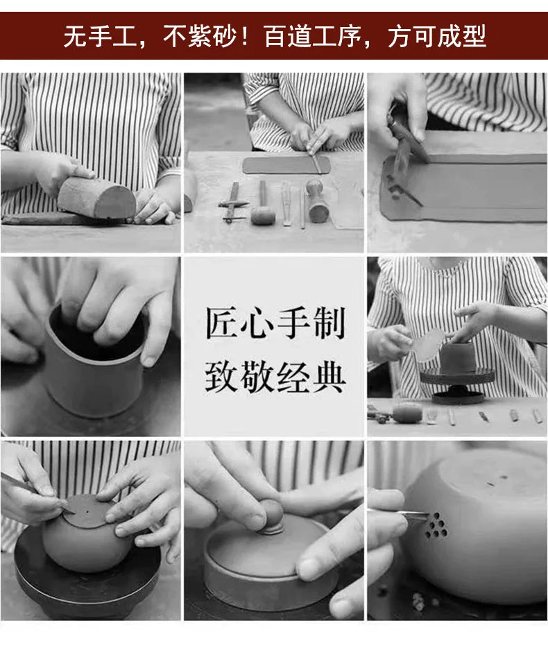 320ml Exquisite Yixing Purple Clay Teapots Handmade Bamboo Section Pot Raw Ore Section Mud Kettle Chinese Zisha Tea Set Gifts