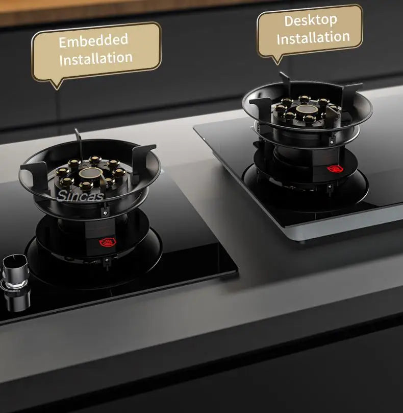 Kitchen Gas Stoves Home Dual Stove Kitchen Embedded Nature Gas/LPG Timing Stove Desktop Dual-Use Cooktop Gas Panel Gas Cooker