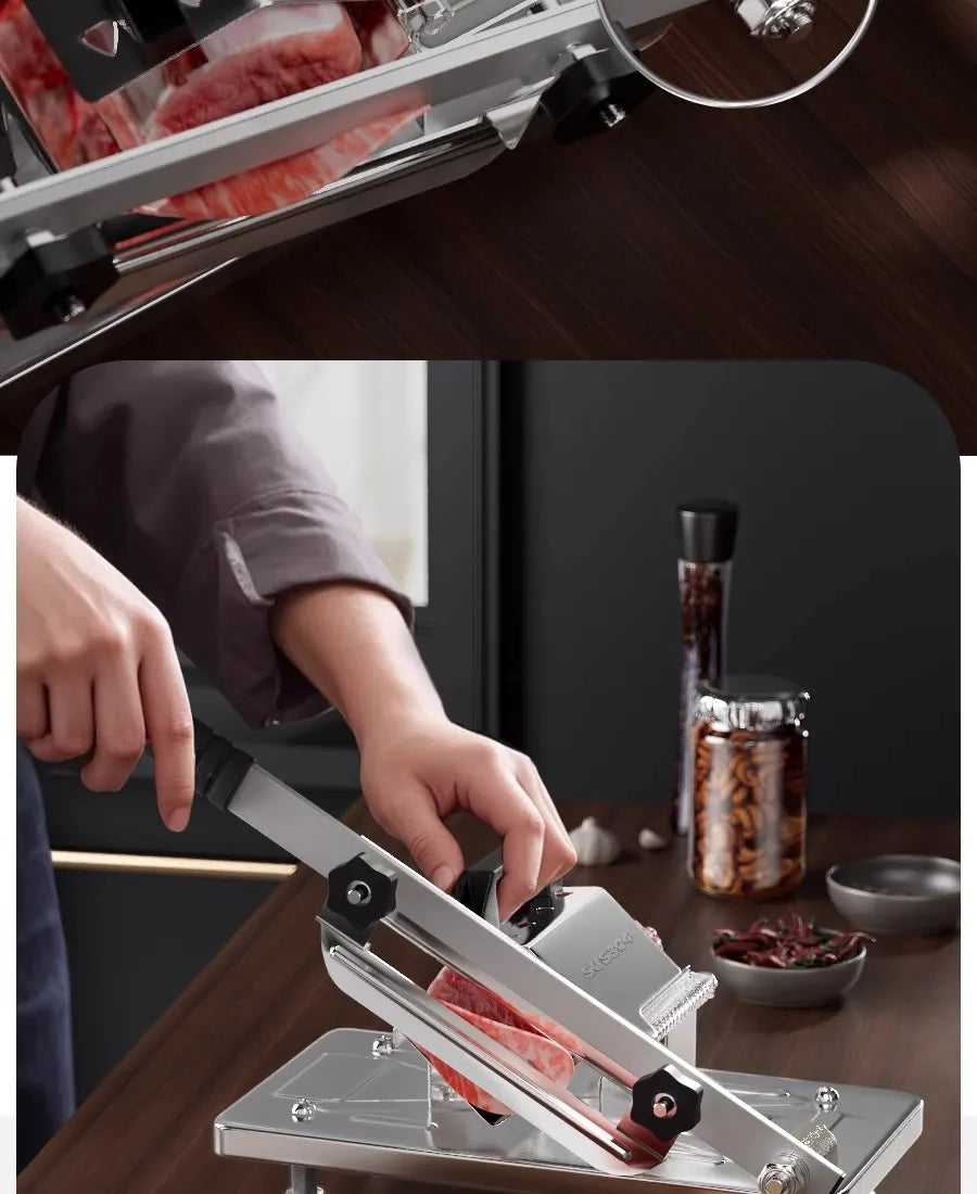 GIANXI Mutton Roll Slicer Machine Stainless Steel Meat Slicer Beef Thin Slice Frozen Meat Household Barbecue Hot Pot Cooking