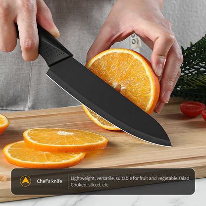 3-5PCS black stainless steel kitchen knife set, including a full set for kitchen, dormitory, household use, chef's knife, fr