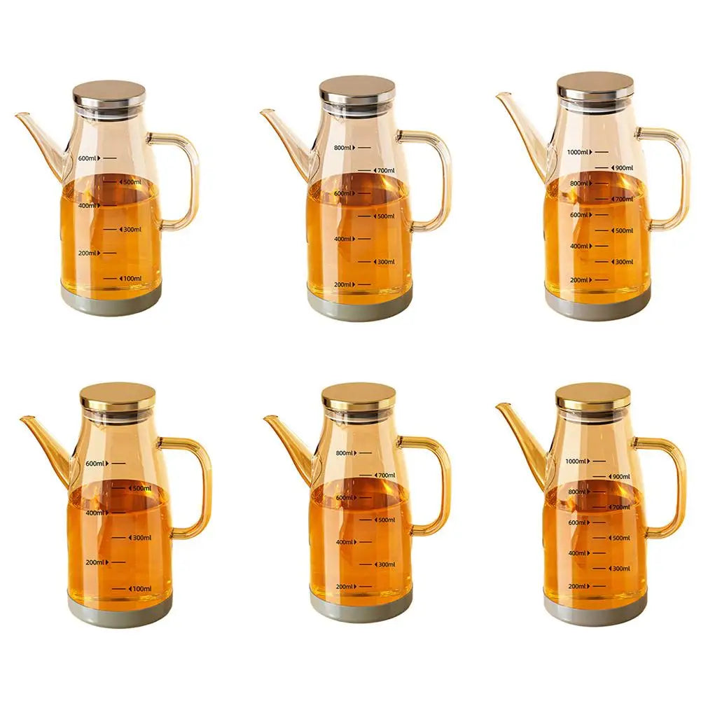 600/800/1000ml Oil Bottle Kitchen Glass Oil Pot Large Capacity Leak-Proof Pour Soy Vinegar Tank Oil Dispenser Kitchen Tools