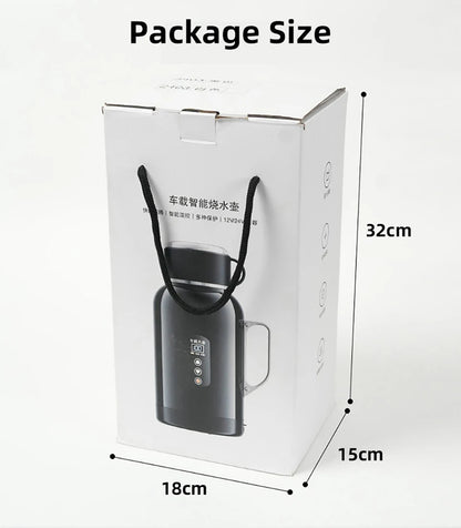 12V/24V Universal Car Kettle 1300ML/1500ML Large Capacity Smart Electric Water Heater LCD Display Temperature Control Stainless