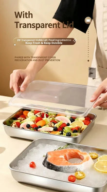 3 Pack Stackable Stainless Steel Food Containers Leakproof Clear Lid Storage Boxes Meal Prep Box for Home Camping
