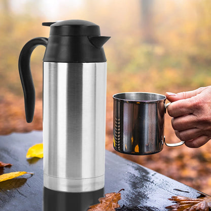 12/24V Car Coffee Mug 750ml Car Kettle Boiler Automatic Shut Off Stainless Steel Heating Travel Cup Kettle Boil Dry Protection