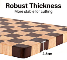 1 Pc End Grain Cutting Board Heavy Duty Rubber Wood Chopping Board Flippable Serving Board For Meat Bread Fruits Vegetable JT549