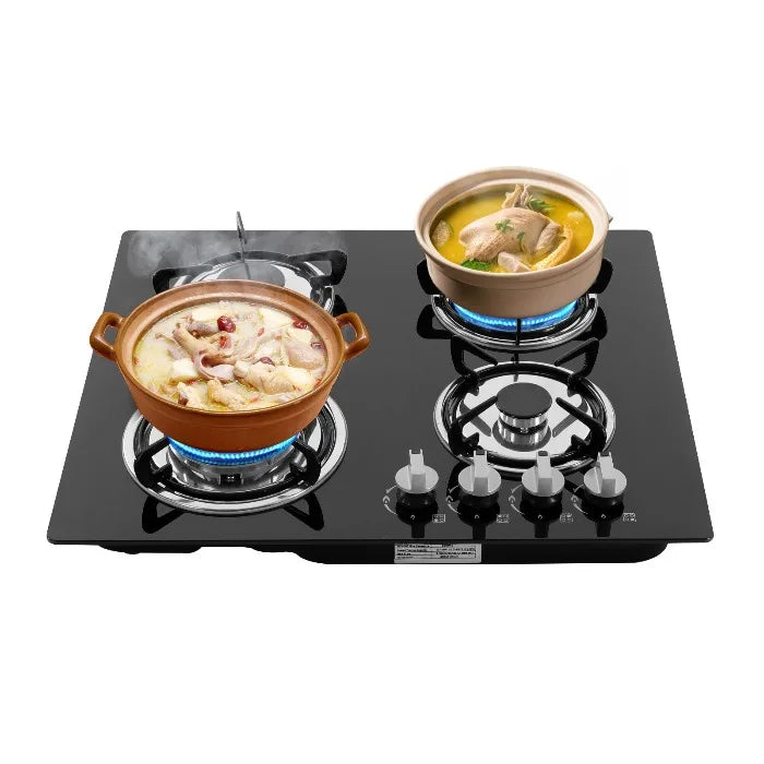 Built-in 4-Burner Gas Cooktop – Natural Gas Stove with Tempered Glass & Electronic Ignition, Countertop Insert