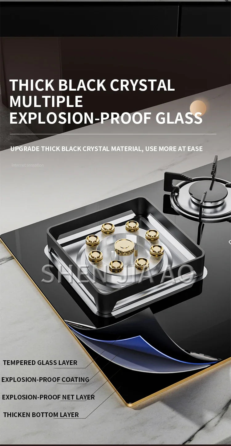 7.2KW Gas Stove Household Three Stove Timing Table Embedded Dual-purpose Natural Gas Liquefied Gas Fire Stove