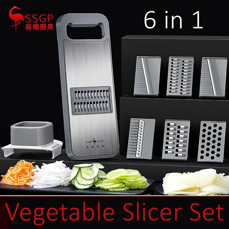 Luxury 420 Stainless Steel Blade LFGB Certificate Magic Chopper Magnetic Suction Back Slicer for Potato Cucumber Carrot Crusher