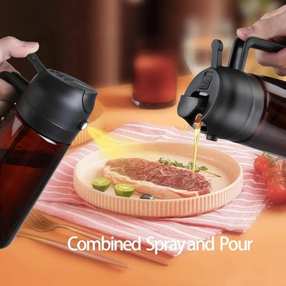 2-in-1 470ml Light Blocking Brown Oil Sprayer for Cooking Olive Oil Dispenser Bottle for Kitchen Oil Bottle Seasoning Tools