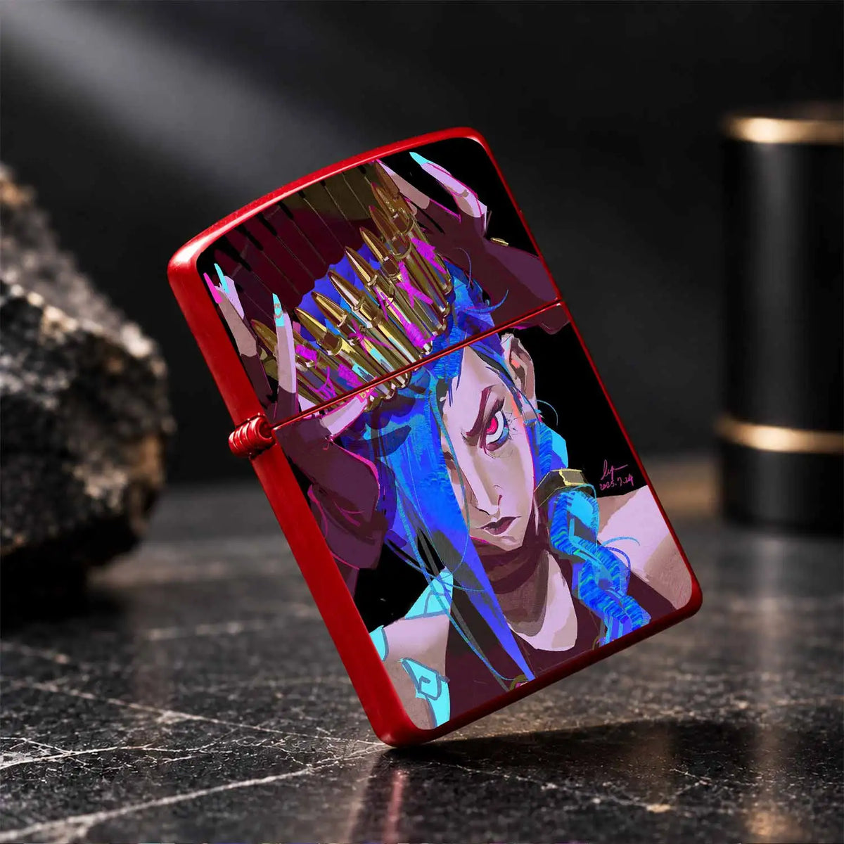 Creative Jinx Bullet Chain Themed Lighter, Stylish Cyber Neon Style Desktop Ornament, Portable Daily Use Ignition Tool, Ideal Gift For Friends And Fans For Collection, Trendy Peripheral For Birthday Holiday, Suitable For All