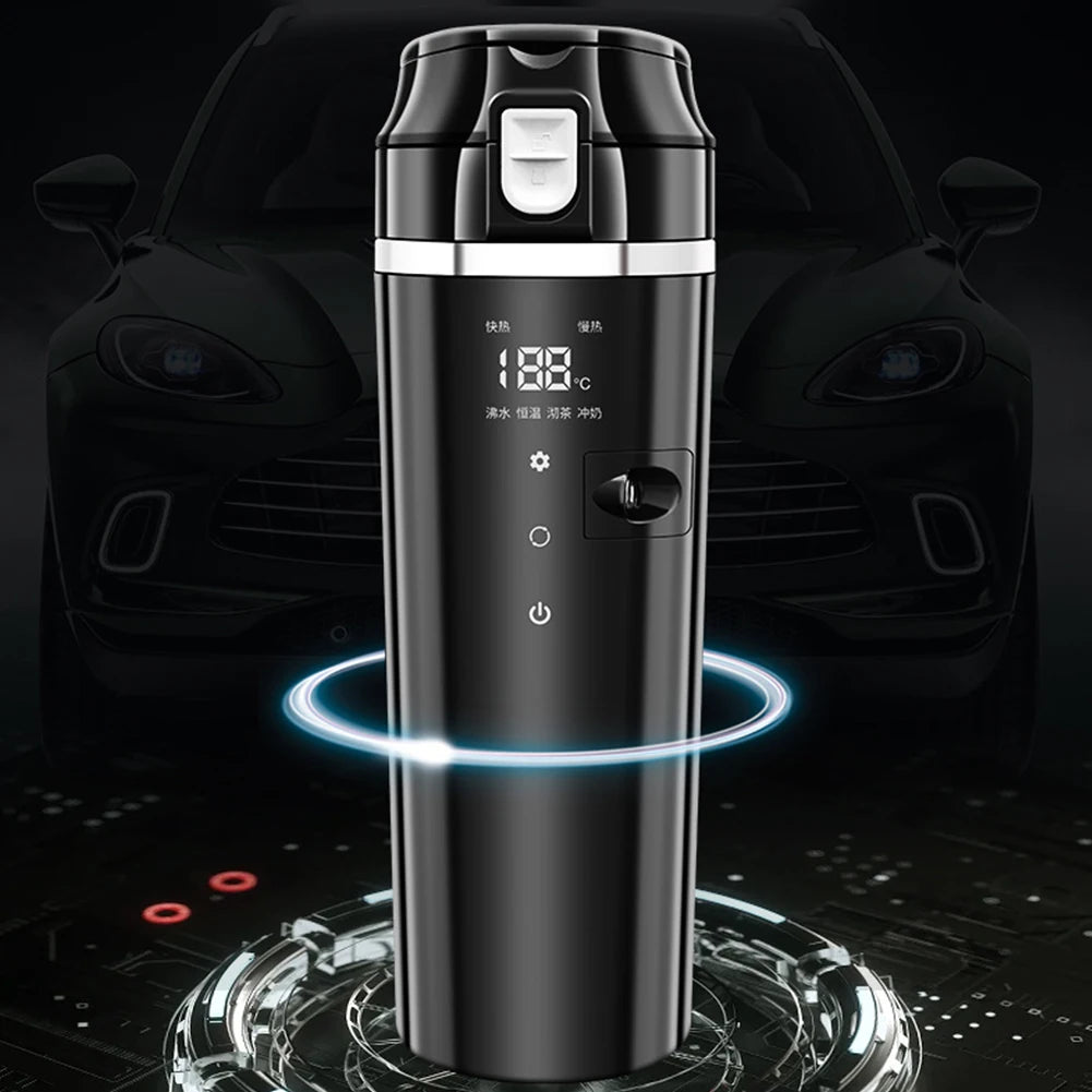 12V/24V Car Heating Cup Smart Temperature Control Electric Kettle Stainless Steel Car Heated Smart Mug 500ML Water Warmer Bottle