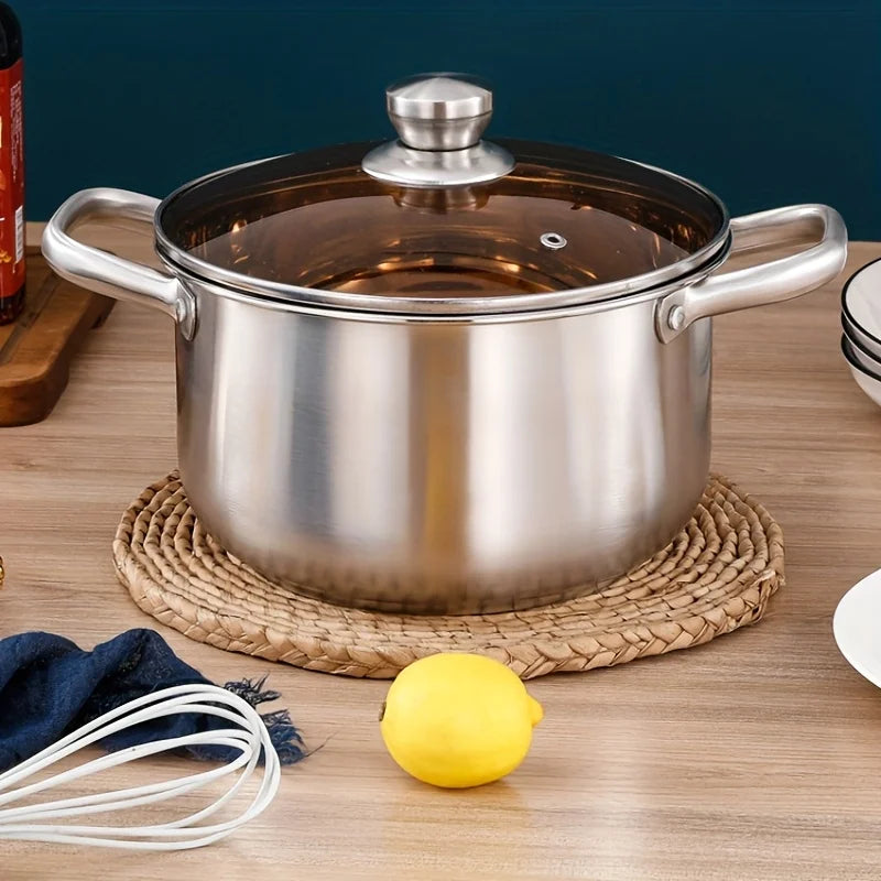 10/12pcs- Stainless Steel Pots And Pans 6pots+6pots - Heavy-Duty, Non-stick Cookware Set with Lid for Stew, Simmering, Soup -