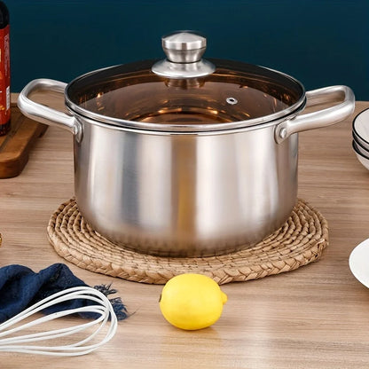10/12pcs- Stainless Steel Pots And Pans 6pots+6pots - Heavy-Duty, Non-stick Cookware Set with Lid for Stew, Simmering, Soup -