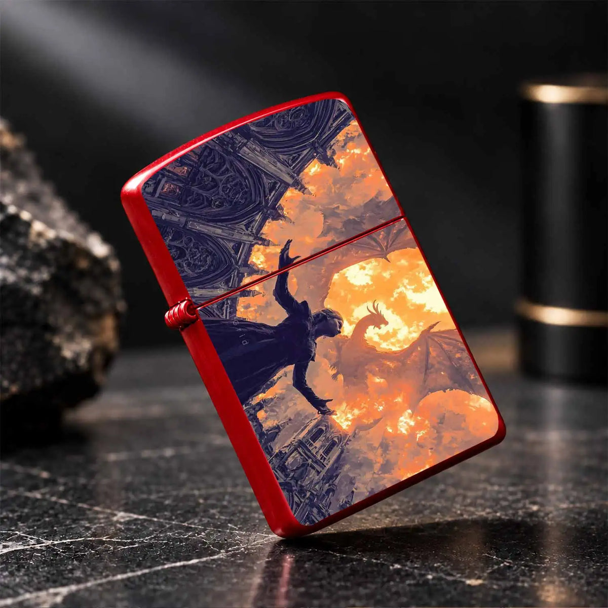 Dark Fantasy Dragon Flame Art Portable Lighter, Gothic Dome Fiery Dragon Aesthetic Decor, Suitable For Outdoor Camping, Daily Gathering, All Scenarios, Creative Unique Pattern, Ideal For And Gifting A Humorous And Interesting