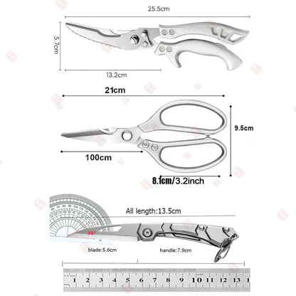 Kitchen Scissors Set Stainless Steel Chicken Bone Scissor Multifunctional Scissors Fish Scales Duck Meat Shear Cooking Tool