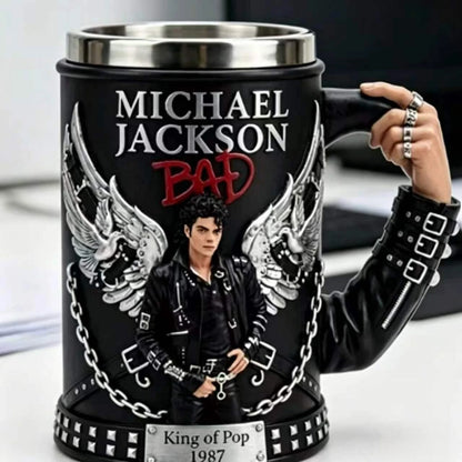 300ml Michael Jackson Beer Mug 304 Stainless Steel Liner Premium Resin Exterior Cup