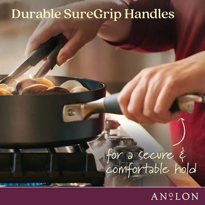 Advanced Home Hard Anodized Nonstick Cookware Pots and Pans Set, 9 Piece Moonstone